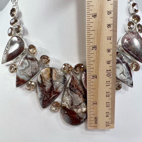 Crazy Lace Agate 925 Large Gemstone Necklace - Picture 4 of 6